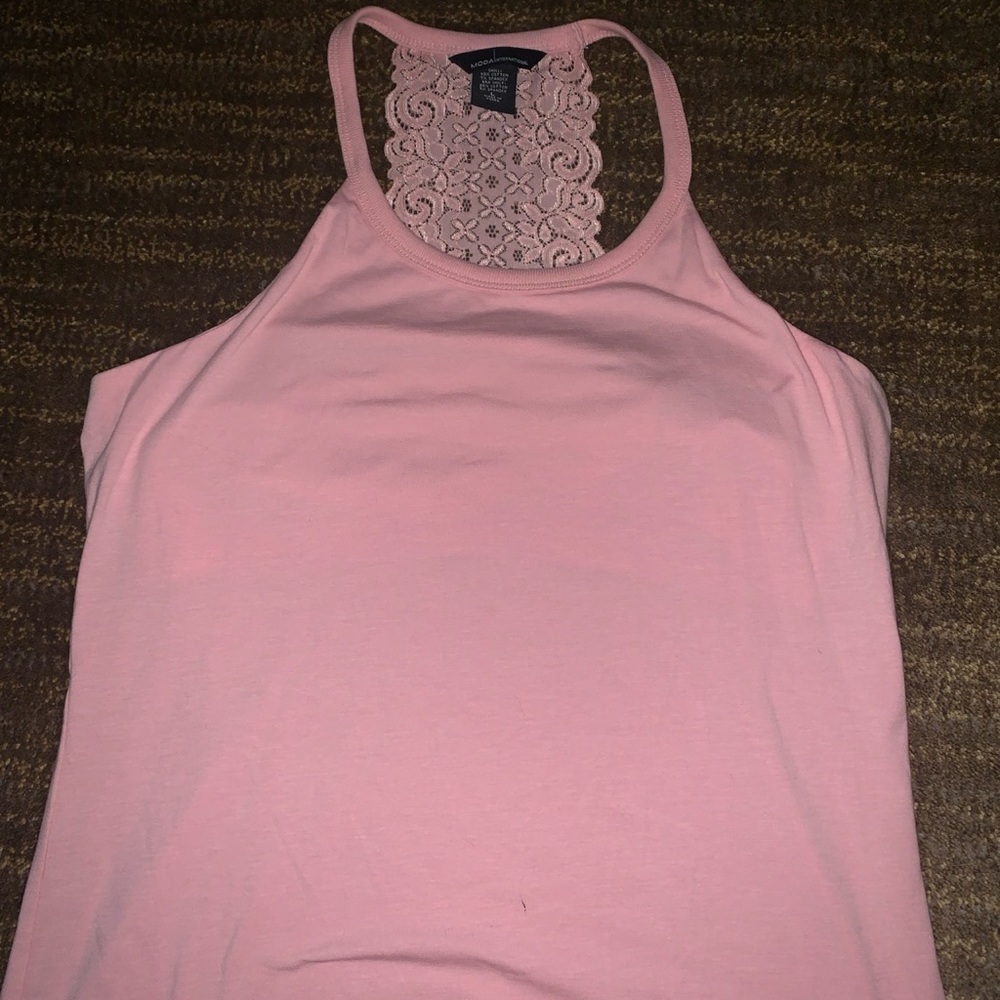 Pink Tank Top w/ Lace Back